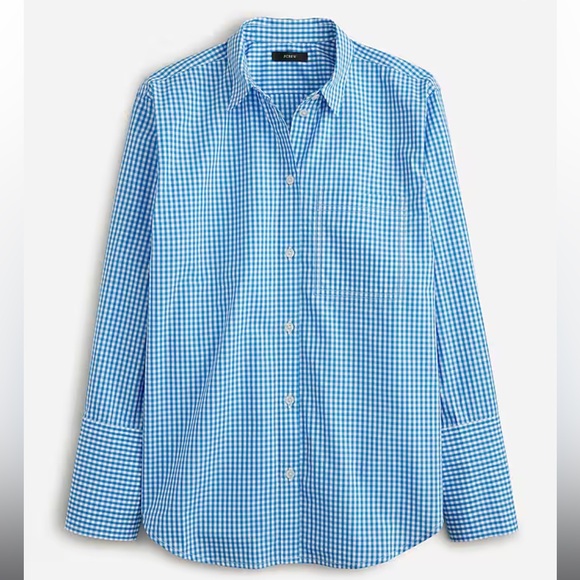 J. Crew garçon cotton poplin shirt in gingham (14, blue) - Picture 1 of 9